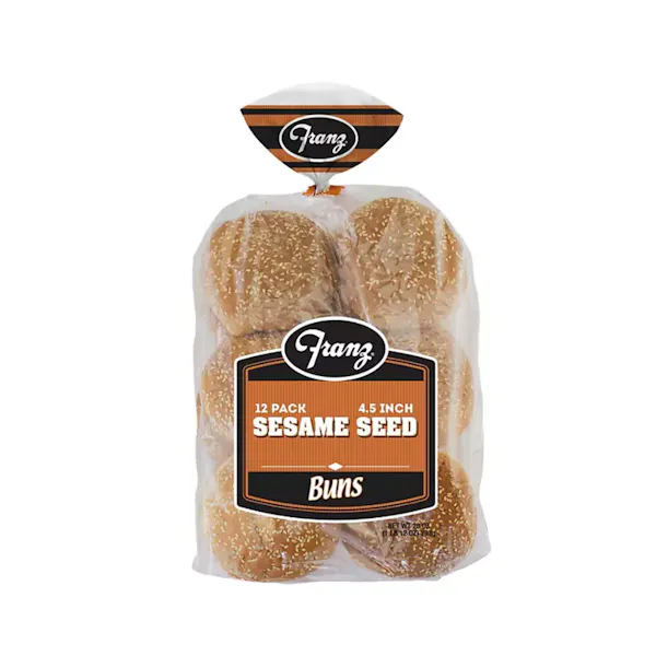 FRANZ SESAME SEED HAMBURGER BUNS SLICED 4.5 INCHES