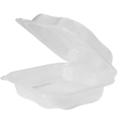 GENPAK 8X8 1 COMPARTMENT CLEAR PLASTIC 3 HINGED CONTAINER