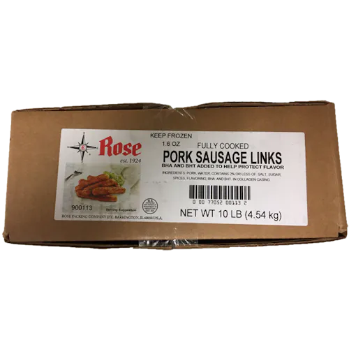 ROSE PACKING PORK SAUSAGE LINK COOKED 1.6 OZ 900113