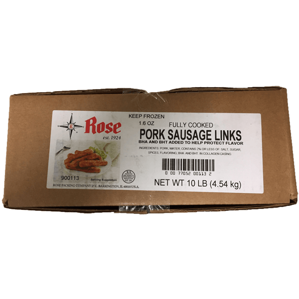 ROSE PACKING PORK SAUSAGE LINK COOKED 1.6 OZ 900113