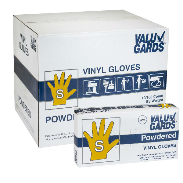 VALUGARDS VINYL GLOVES SMALL POWDERED