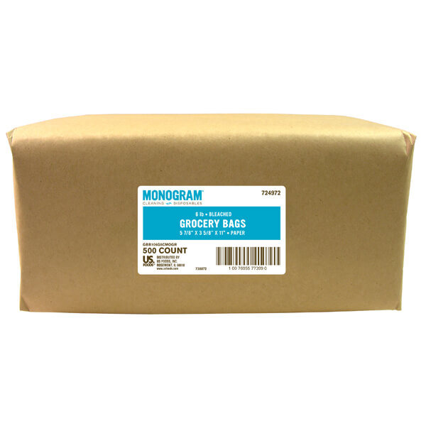 MONOGRAM GROCERY BAGS WHITE 6 POUND