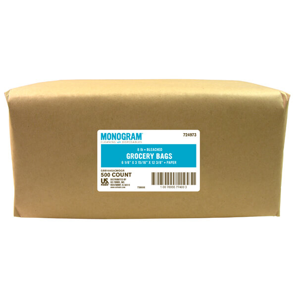 MONOGRAM GROCERY BAGS WHITE 8 LB