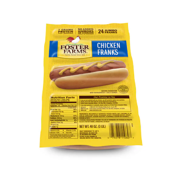 FOSTER FARMS CHICKEN FRANKS 5 INCH 8/1