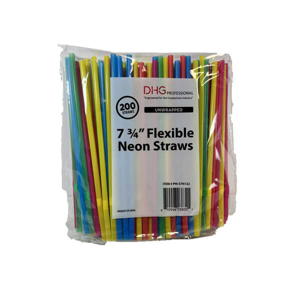 DHG PROFESSIONAL 7.75 ASSORTED NEON FLEX STRAWS