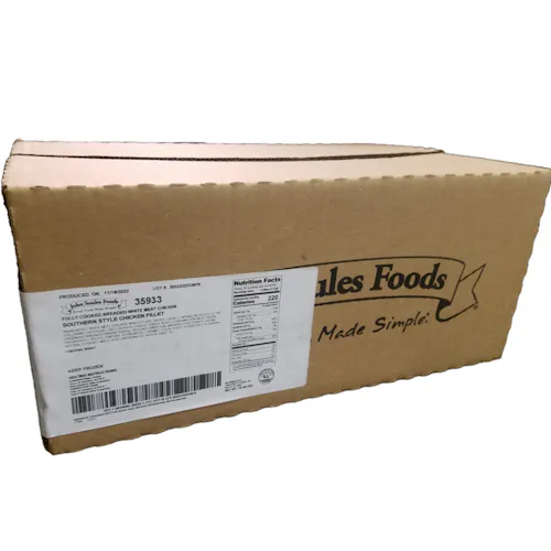 JOHN SOULES FOODS BREADED SOUTHERN STYLE CHICKEN FILLET COOKED