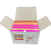 NICE 8 FAT STRAW ASSORTED NEON POLYPROPYLENE