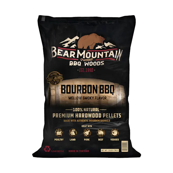 BEAR MOUNTAIN BOURBON BLEND PREMIUM WOOD BBQ PELLETS