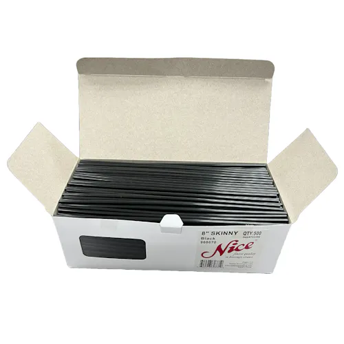 NICE 8 SKINNY STRAW BLACK POLYPROPYLENE