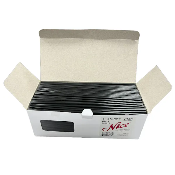 NICE 8 SKINNY STRAW BLACK POLYPROPYLENE