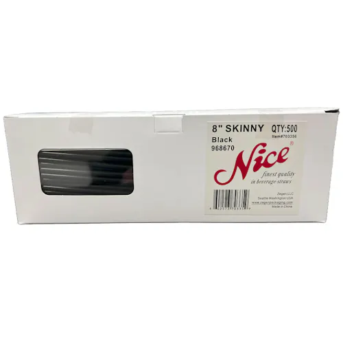 NICE 8 SKINNY STRAW BLACK POLYPROPYLENE