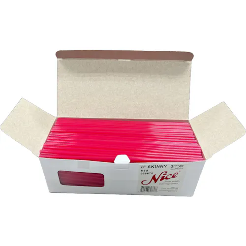 NICE 8 SKINNY STRAW RED POLYPROPYLENE