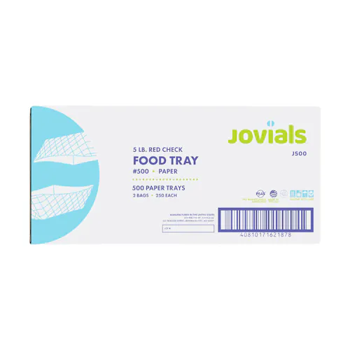JOVIALS 5 LB RED CHECKERED CLAY COATED PAPER FOOD TRAY #500