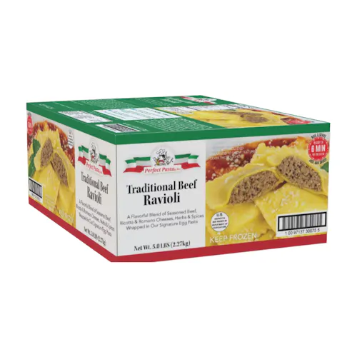 PERFECT PASTA BEEF MEDIUM SQUARE RAVIOLI PARCOOKED FROZEN PA
