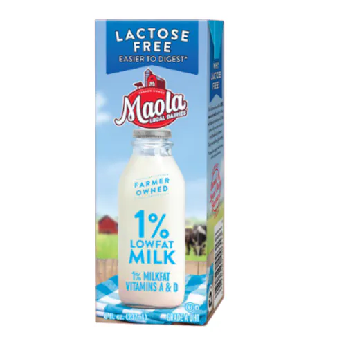 MAOLA 1% MILK 27/8OZ CARTONS UHT
