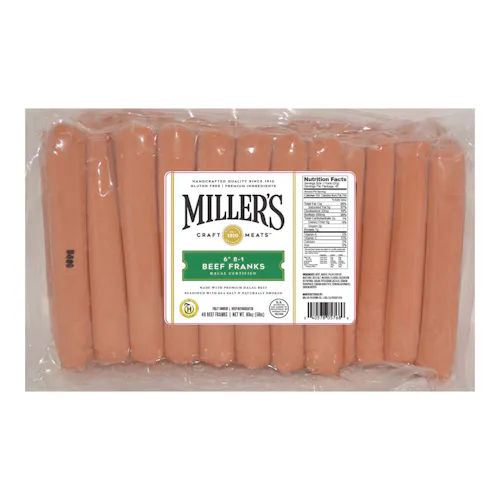 MILLER'S BEEF FRANKS 6 8/1 REF HALAL