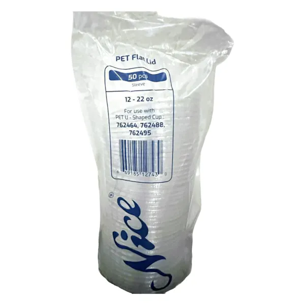 NICE FLAT PET PLASTIC BOBA LID FOR 12-22 OZ U SHAPED CUP