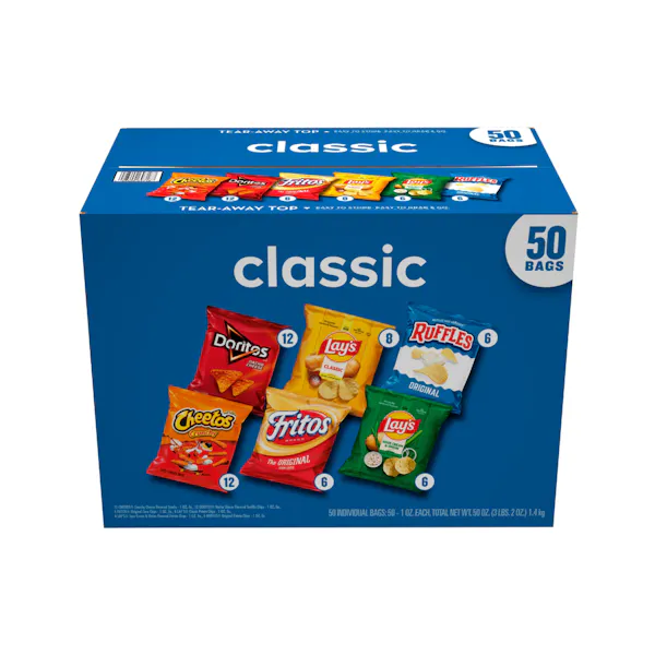 FRITO LAY 50 COUNT SINGLE SERVE CLASSIC VARIETY PACK