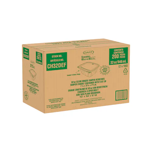 DART 32 OZ PET PLASTIC TAMPER EVIDENT/RESISTENT CONTAINER