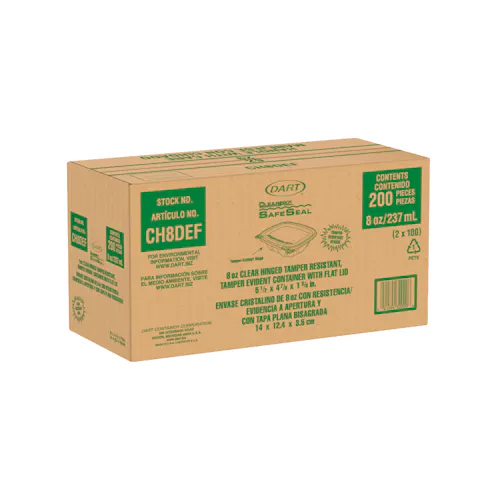 DART 8 OZ PET PLASTIC TAMPER EVIDENT/RESISTENT CONTAINER