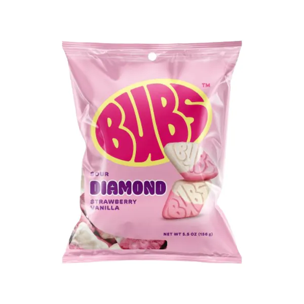 BUBS STRAWBERRY VANILLA SOUR DIAMOND CANDY