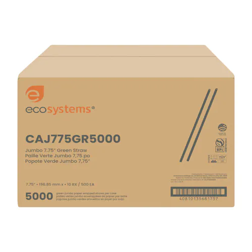 ECOSYSTEMS 7.75 IN JUMBO GREEN WRAPPED COMPOSTABLE STRAW