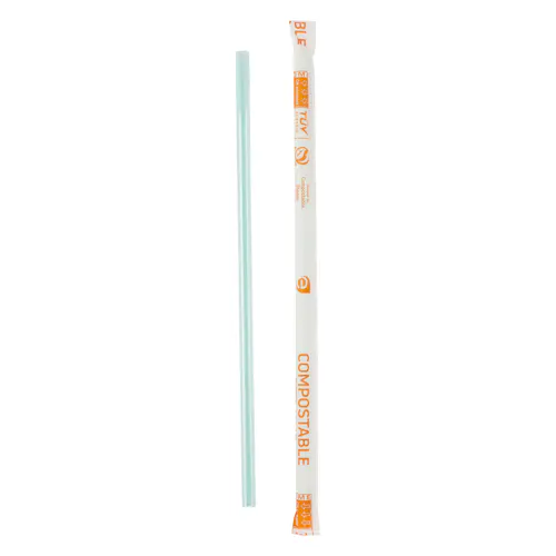 ECOSYSTEMS 7.75 IN JUMBO GREEN WRAPPED COMPOSTABLE STRAW