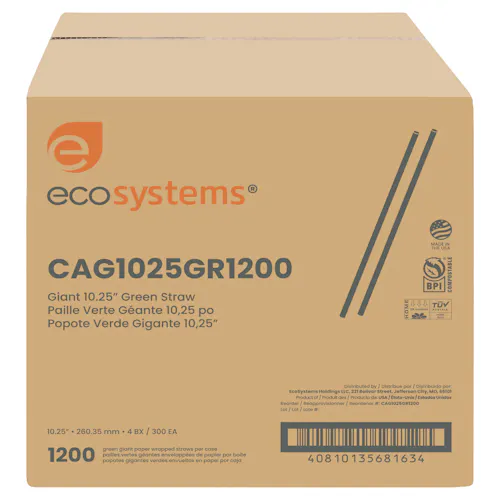 ECOSYSTEMS 10.25 GREEN WRAPPED COMPOSTABLE STRAW