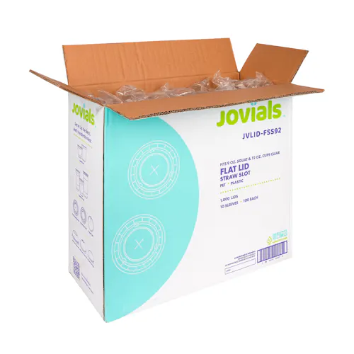 JOVIALS FLAT STRAW SLOT LID FITS 9 & 12 OZ SQUAT CUP