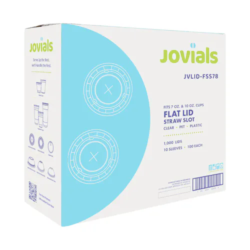 JOVIALS FLAT STRAW SLOT LID FITS 7 & 10 OZ
