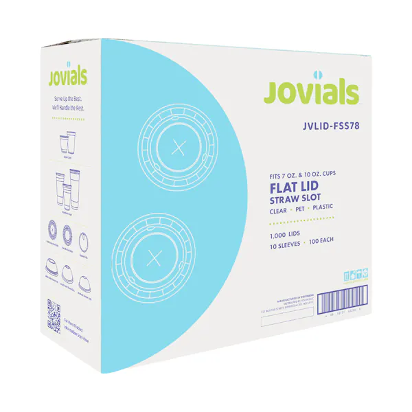 JOVIALS FLAT STRAW SLOT LID FITS 7 & 10 OZ