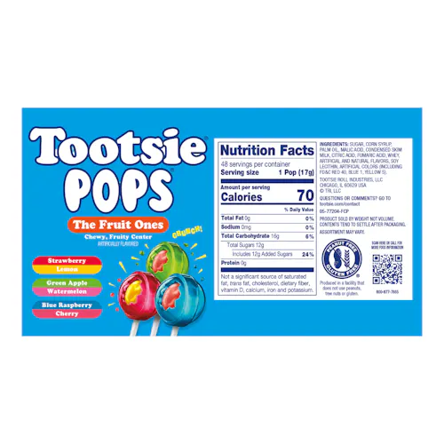 TOOTSIE ROLL THE FRUIT ONES TOOTSIE POPS