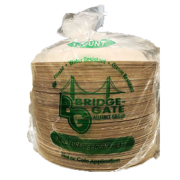 BRIDGEGATE 7 INCH BROWN COMPOSTABLE PLATE