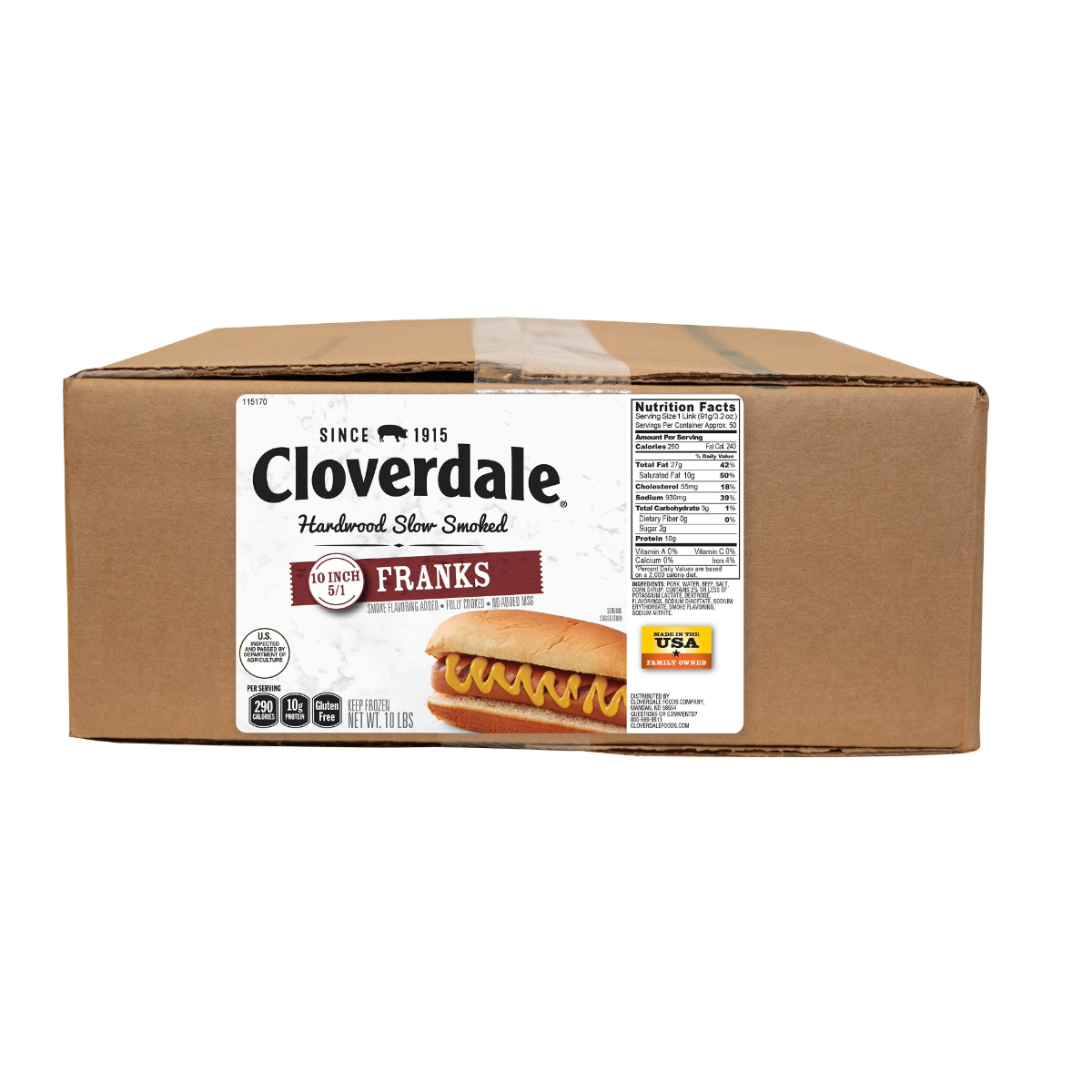 CLOVERDALE HOT DOGS 10 INCH FRANKS 5/1