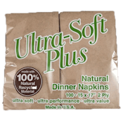 ULTRA-SOFT PLUS NATURAL DINNER NAPKINS 15INX17IN 2 PLY PAPER