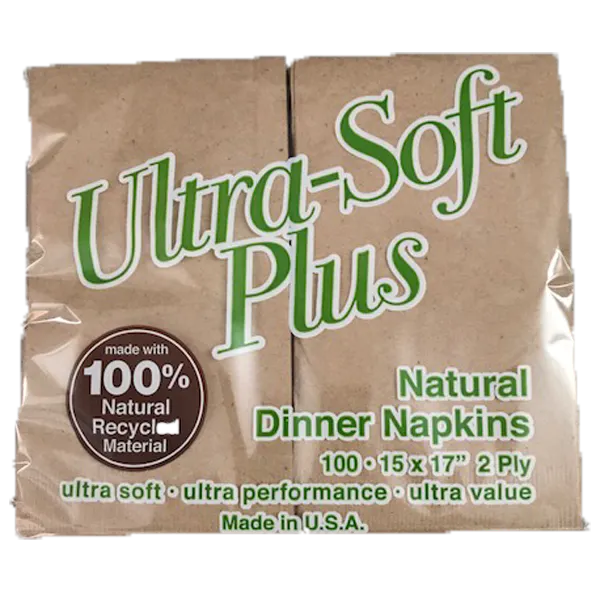 ULTRA-SOFT PLUS NATURAL DINNER NAPKINS 15INX17IN 2 PLY PAPER