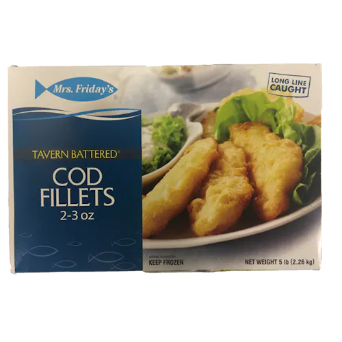 MRS. FRIDAYS TAVERN BATTERED ALASKA COD 2-3 OUNCE
