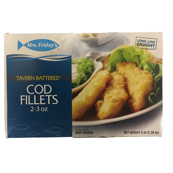 MRS. FRIDAYS TAVERN BATTERED ALASKA COD 2-3 OUNCE
