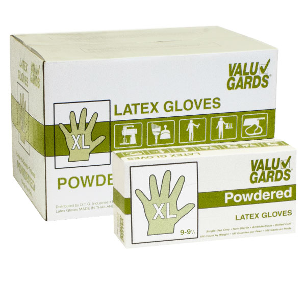VALU GARDS LATEX GLOVES EXTRA-LARGE POWDERED