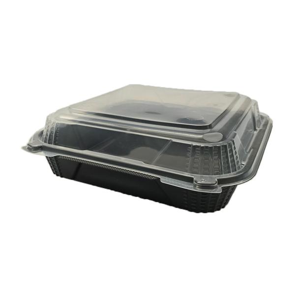 ECO-SYSTEMS 9.25X9.125X4 PROVIEW BLACK CONTAINER WITH CLEAR HINGED LID