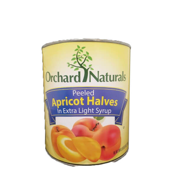 ORCHARD NATURALS PEELED APRICOT HALVES IN EXTRA LIGHT SYRUP