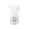 CRYSTAL WARE MEDIUM WEIGHT WHITE CUTLERY KIT KNIFE, FORK, TEASPOON, NAPKIN, SALT & PEPPER