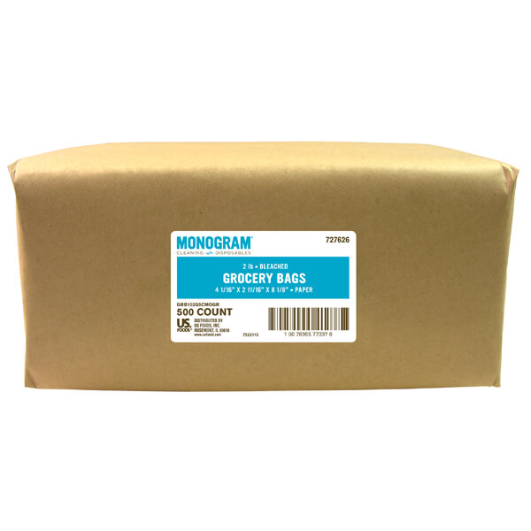 MONOGRAM GROCERY BAGS WHITE 2 LB