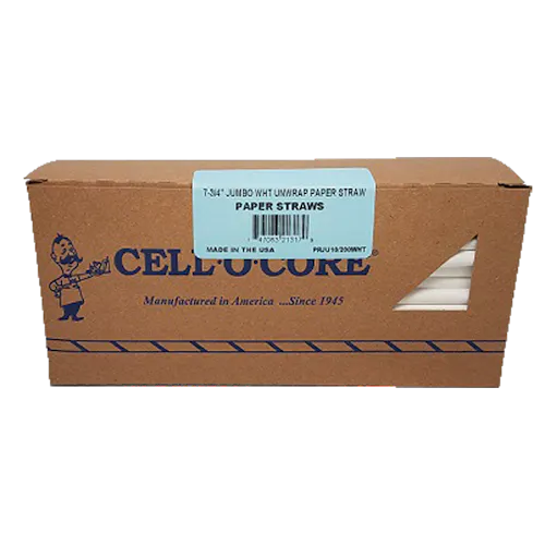 CELL-O-CORE WHITE 7.75 INCH UNWRAPPED PAPER STRAW