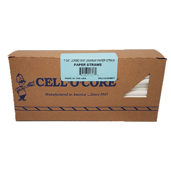 CELL-O-CORE WHITE 7.75 INCH UNWRAPPED PAPER STRAW