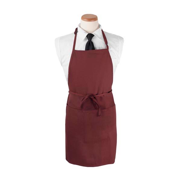 CHEF'S LINE CHEFS LINE BIB APRON BURGUNDY 28X30 3 POCKET