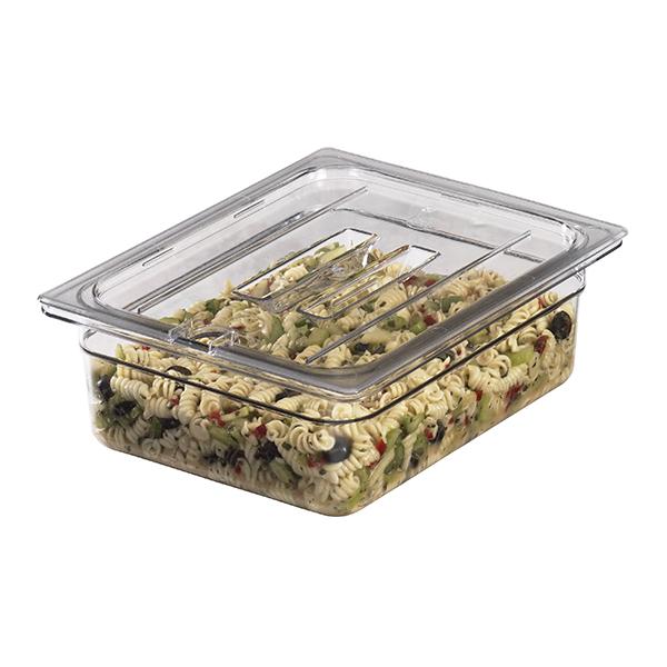 CAMBRO FOOD PAN LID CLEAR HALF SIZE NOTCHED WITH HANDLE