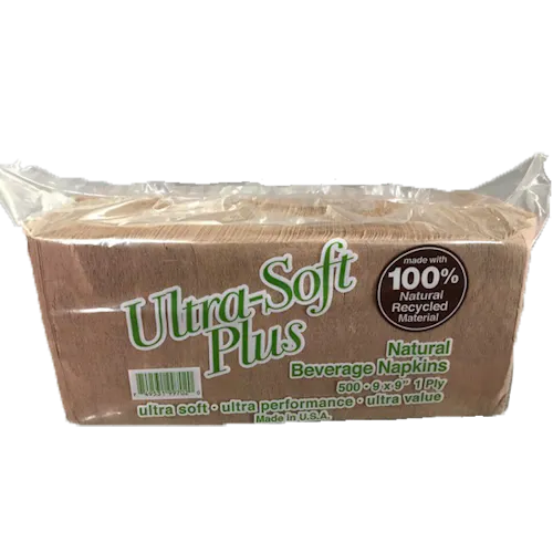 ULTRA-SOFT PLUS 1 PLY 9X9 IN NATURAL PAPER BEVERAGE NAPKIN