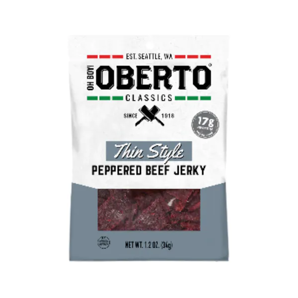 OBERTO PEPPERED THIN STYLE BEEF JERKY 1.2 OZ