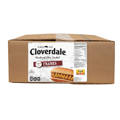 CLOVERDALE HOT DOGS 6 INCH FRANKS 8/1